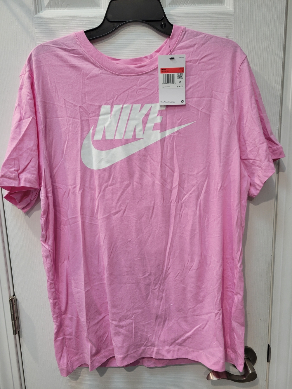 Nike Pink Short Sleeve T-Shirt with White Swoosh Logo